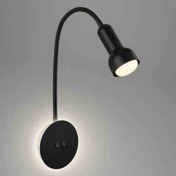 Briloner 2178015 - LED fleksibel væglampe 1xE14/10W/230V + LED/3W sort