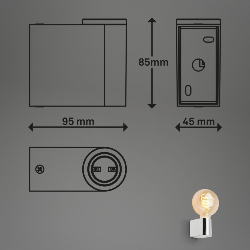 Briloner 2182-018 - Badeværelses væglampe DONGA 1xE27/10W/230V IP44 poleret krom