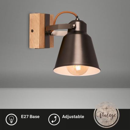 Briloner 2406-014 - Vægspot RETRO 1xE27/40W/230V brun