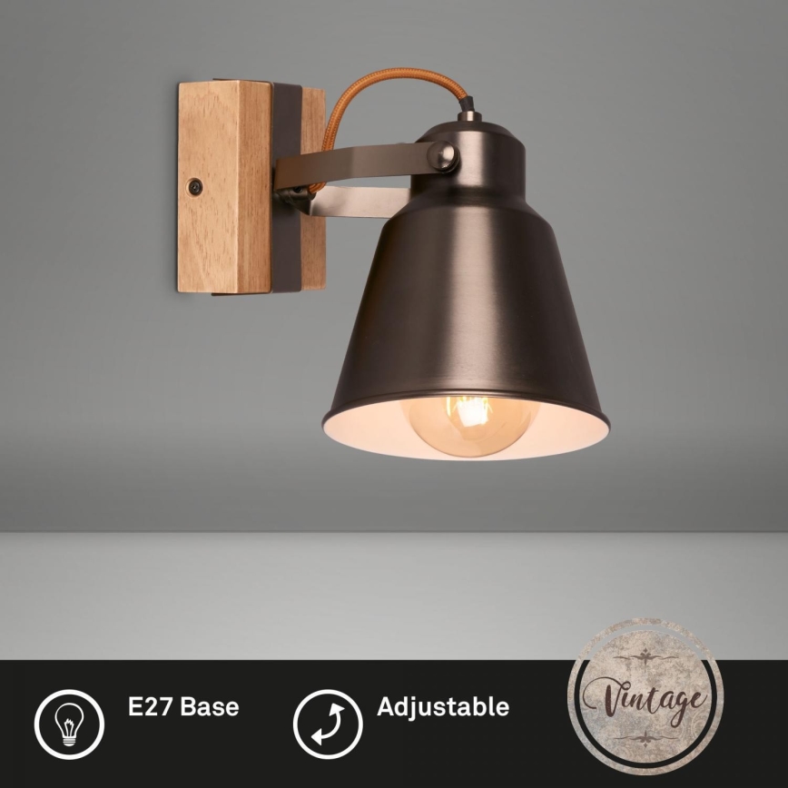 Briloner 2406-014 - Vægspot RETRO 1xE27/40W/230V brun