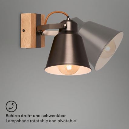 Briloner 2406-014 - Vægspot RETRO 1xE27/40W/230V brun