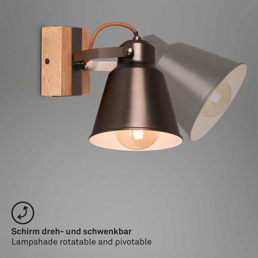 Briloner 2406-014 - Vægspot RETRO 1xE27/40W/230V brun