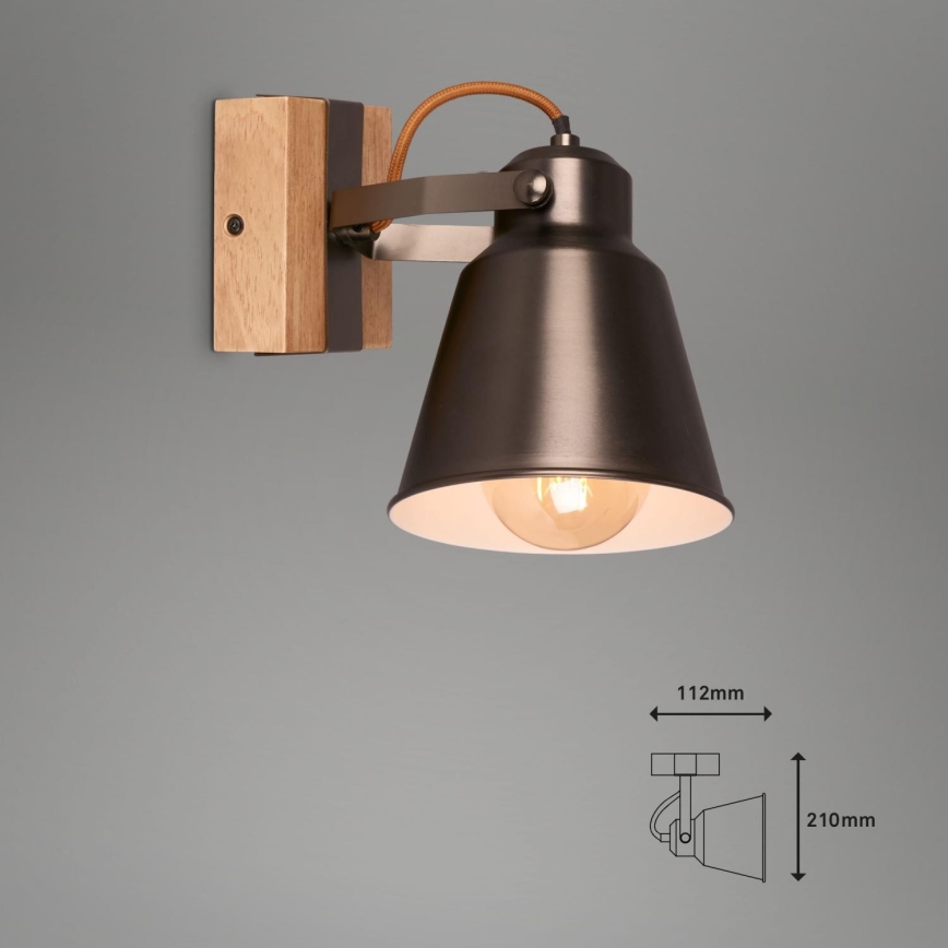 Briloner 2406-014 - Vægspot RETRO 1xE27/40W/230V brun