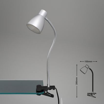 Briloner 2615-014P - LED lampe med klemme GRIP LED/2,5W/230V sølvfarvet