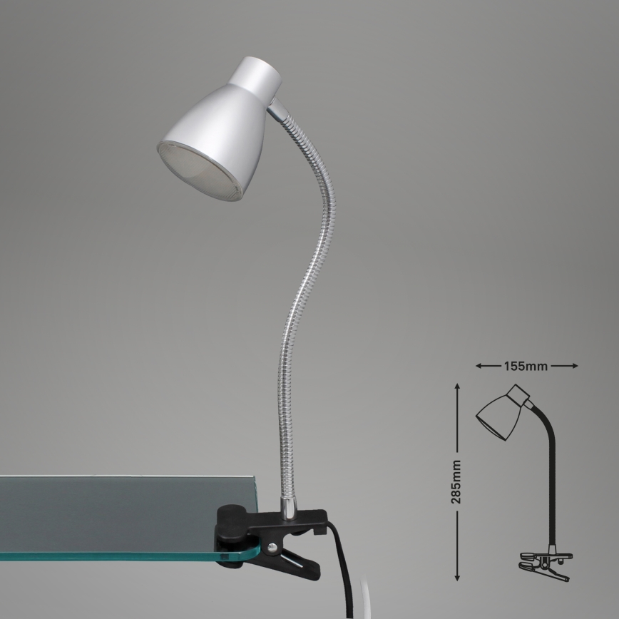Briloner 2615-014P - LED lampe med klemme GRIP LED/2,5W/230V sølvfarvet