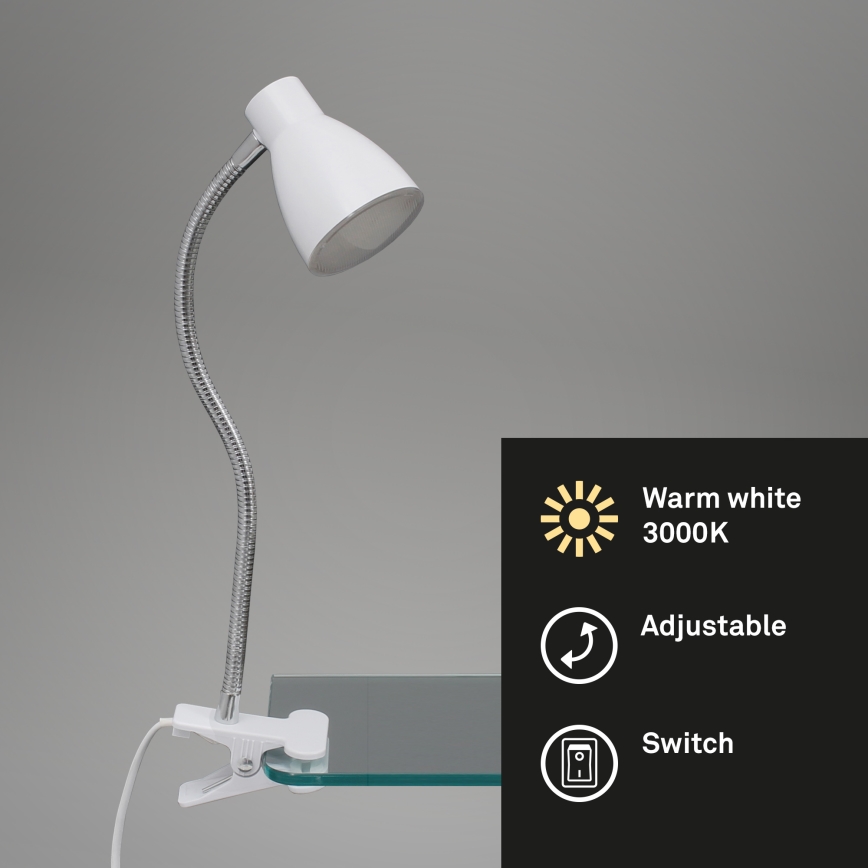 Briloner 2615-016P - LED lampe med klemme GRIP LED/2,5W/230V hvid
