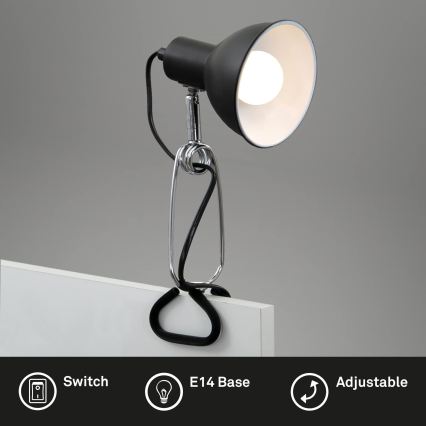 Briloner 2790-015 - Lampe med klemme FIX 1xE14/8W/230V sort/blank krom