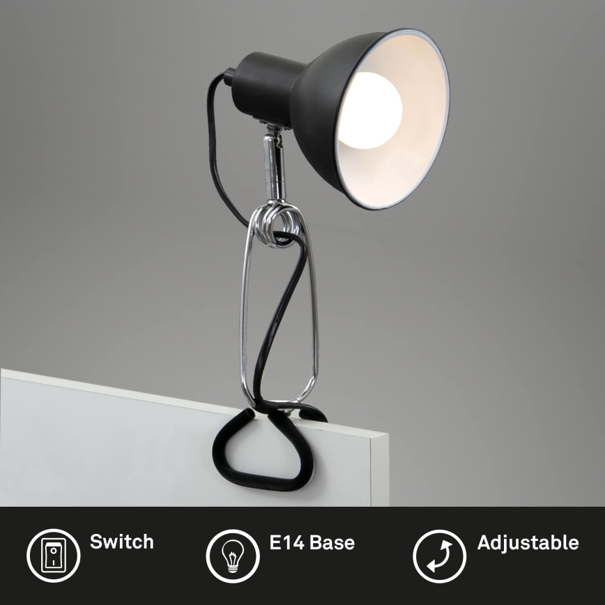 Briloner 2790-015 - Lampe med klemme FIX 1xE14/8W/230V sort/blank krom