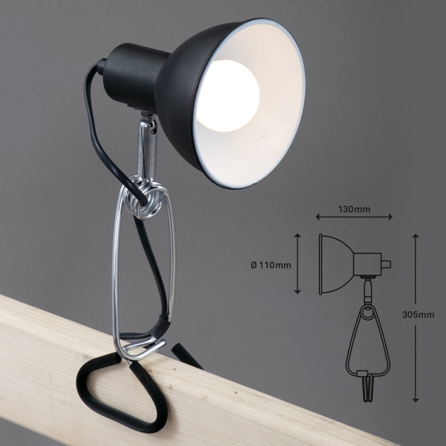 Briloner 2790-015 - Lampe med klemme FIX 1xE14/8W/230V sort/blank krom