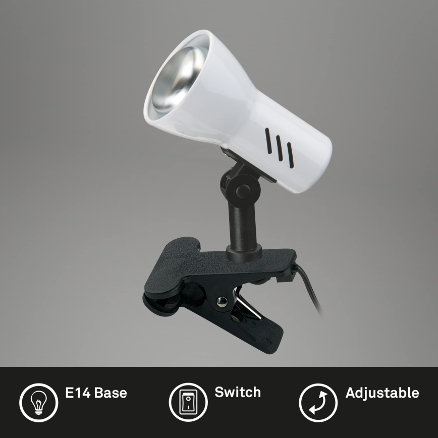 Briloner 2794/016P - Lampe med klemme 1xE14/40W/230V sort/hvid