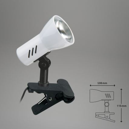 Briloner 2794/016P - Lampe med klemme 1xE14/40W/230V sort/hvid