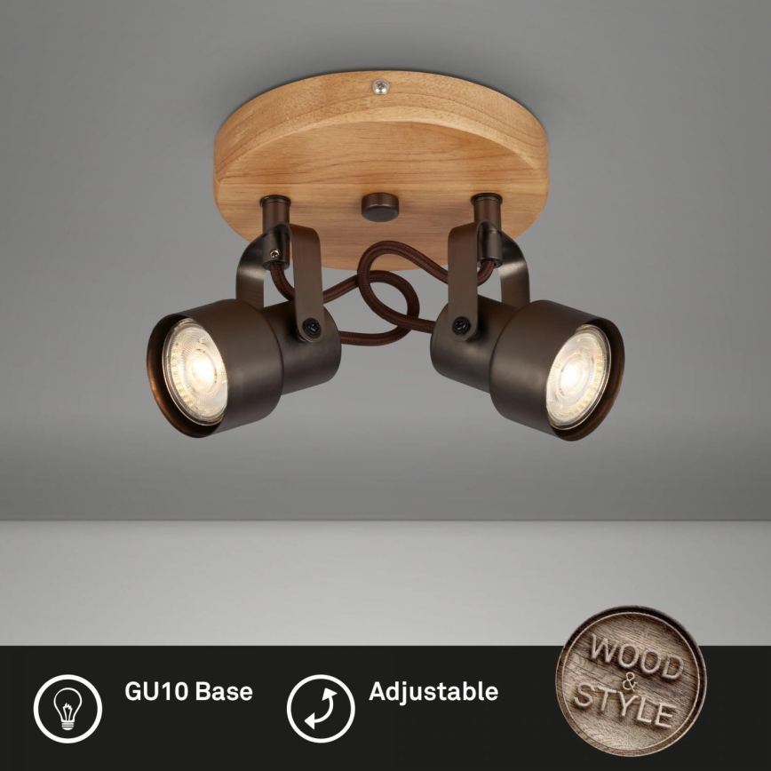 Briloner 2872-025R - LED spotlampe SPOTLIGHT 2xGU10/5W/230V brun