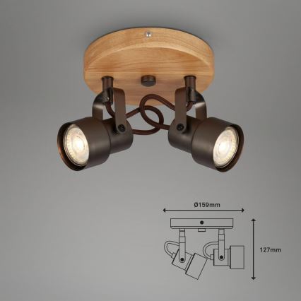 Briloner 2872-025R - LED spotlampe SPOTLIGHT 2xGU10/5W/230V brun