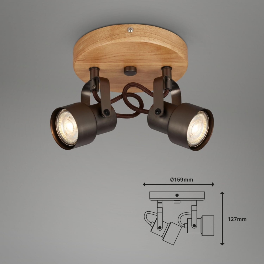 Briloner 2872-025R - LED spotlampe SPOTLIGHT 2xGU10/5W/230V brun