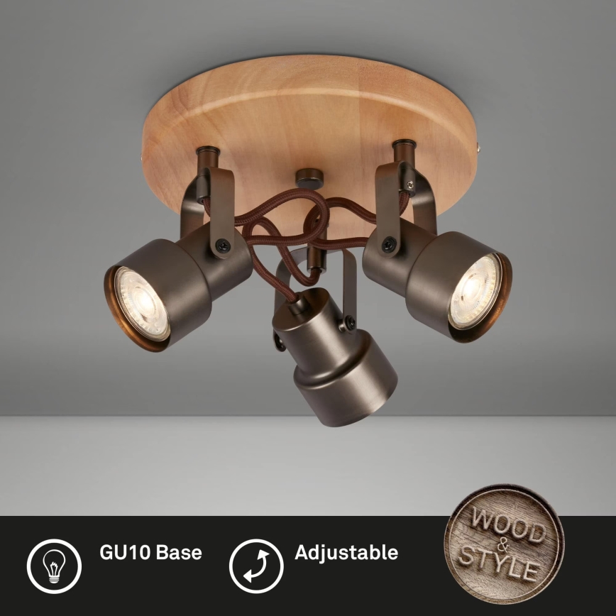 Briloner 2872-035 - LED spotlampe SPOTLIGHT 3xGU10/5W/230V brun