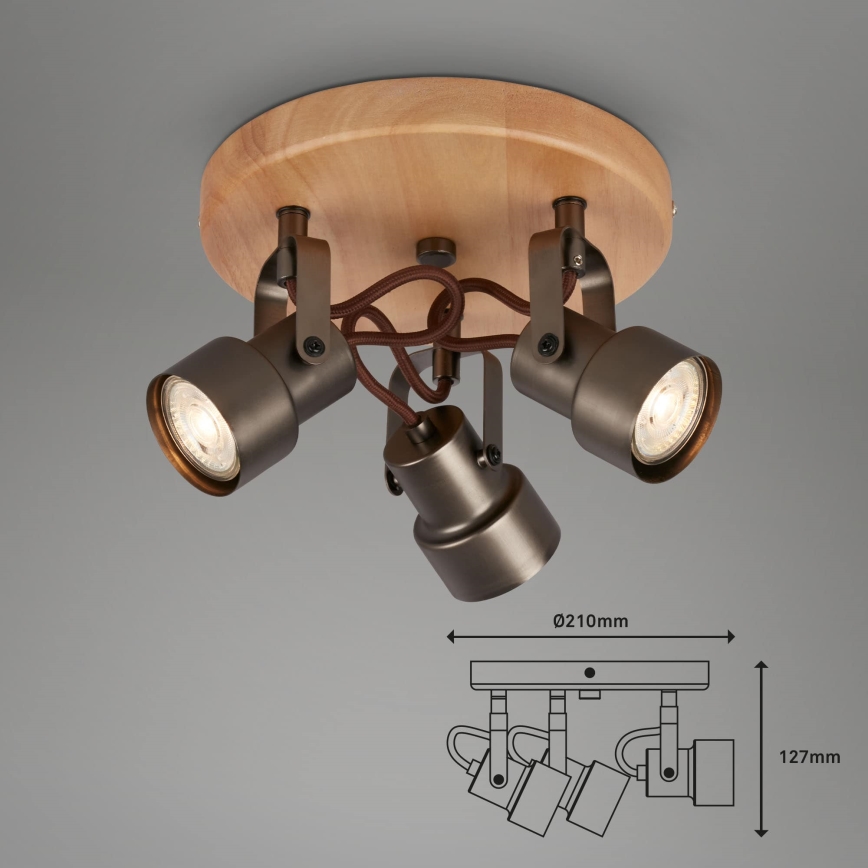 Briloner 2872-035 - LED spotlampe SPOTLIGHT 3xGU10/5W/230V brun