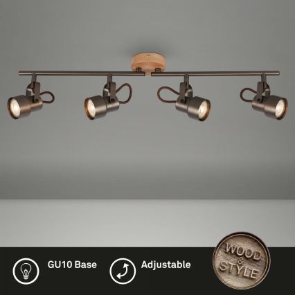 Briloner 2872-045 - LED spotlampe TAHUN 4xGU10/5W/230V 3000K brun
