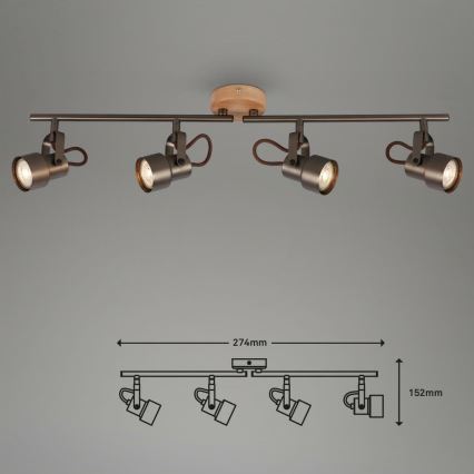 Briloner 2872-045 - LED spotlampe TAHUN 4xGU10/5W/230V 3000K brun