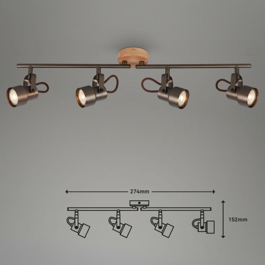 Briloner 2872-045 - LED spotlampe TAHUN 4xGU10/5W/230V 3000K brun