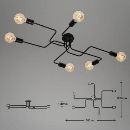 Briloner 2887-065 - Loftlampe FARETTO 6xE27/60W/230V