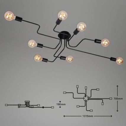 Briloner 2888-085 - Loftlampe FARETTO 8xE27/60W/230V sort