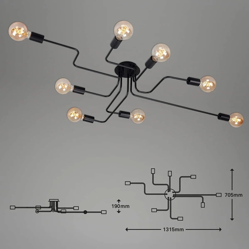 Briloner 2888-085 - Loftlampe FARETTO 8xE27/60W/230V sort