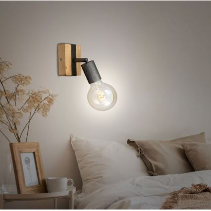 Briloner 2900-011 - Vægspot WOOD BASIC 1xE27/25W/230V