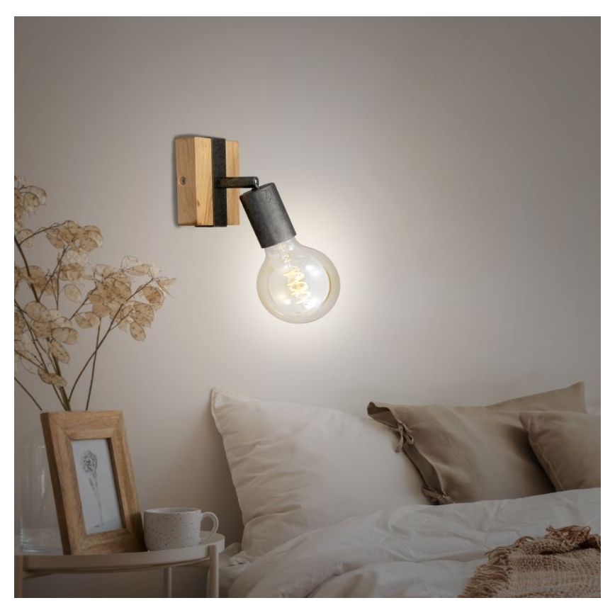 Briloner 2900-011 - Vægspot WOOD BASIC 1xE27/25W/230V