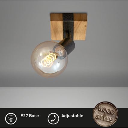 Briloner 2900-011 - Vægspot WOOD BASIC 1xE27/25W/230V