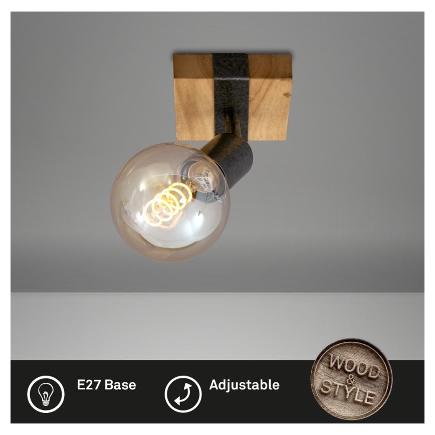 Briloner 2900-011 - Vægspot WOOD BASIC 1xE27/25W/230V