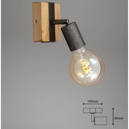Briloner 2900-011 - Vægspot WOOD BASIC 1xE27/25W/230V