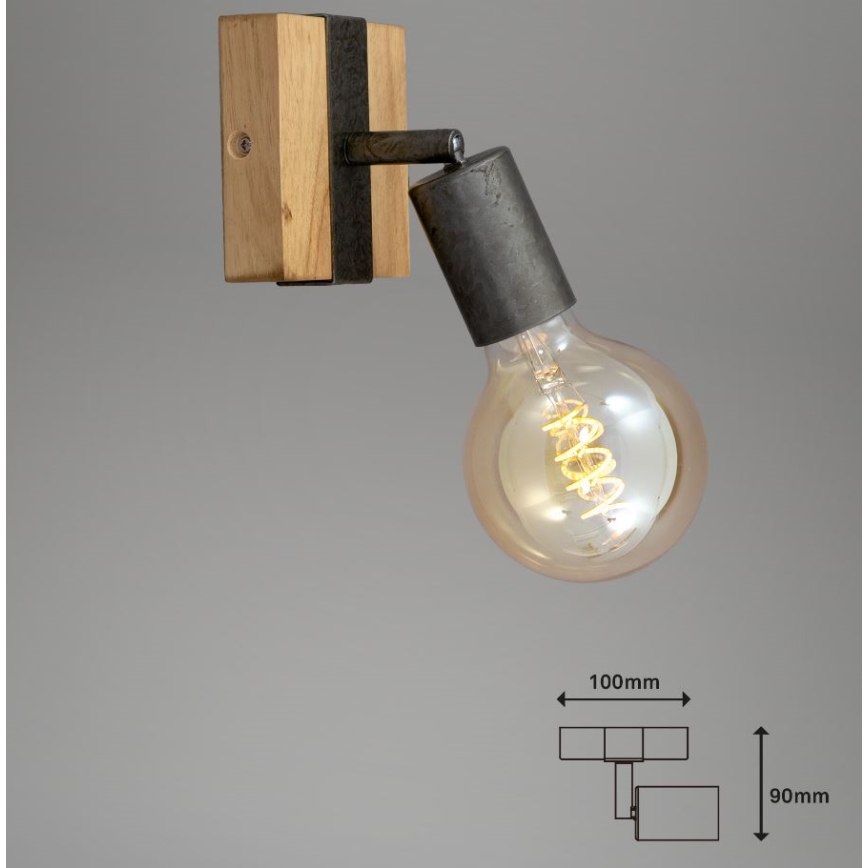 Briloner 2900-011 - Vægspot WOOD BASIC 1xE27/25W/230V