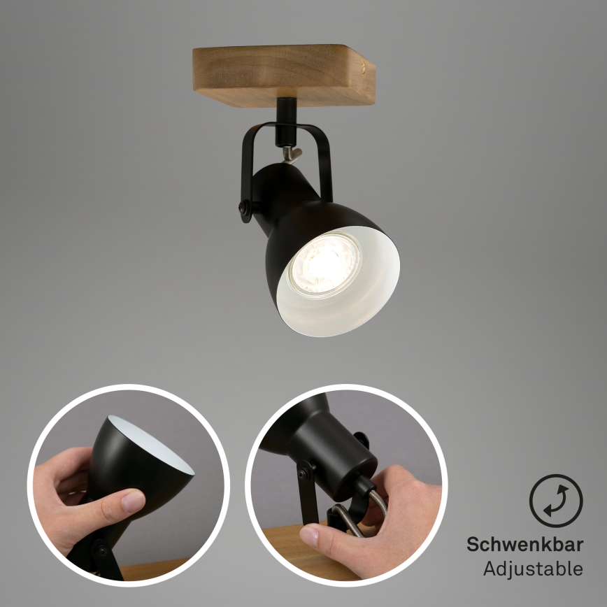 Briloner 2902-015 - Spotlampe SPOT 1xGU10/35W/230V gummitræ