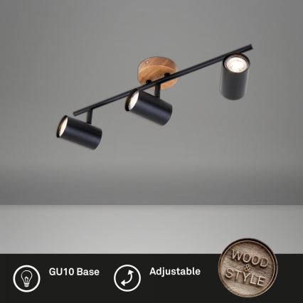 Briloner 2920-035 - Spotlampe SPOTLIGHT 3xGU10/35W/230V sort