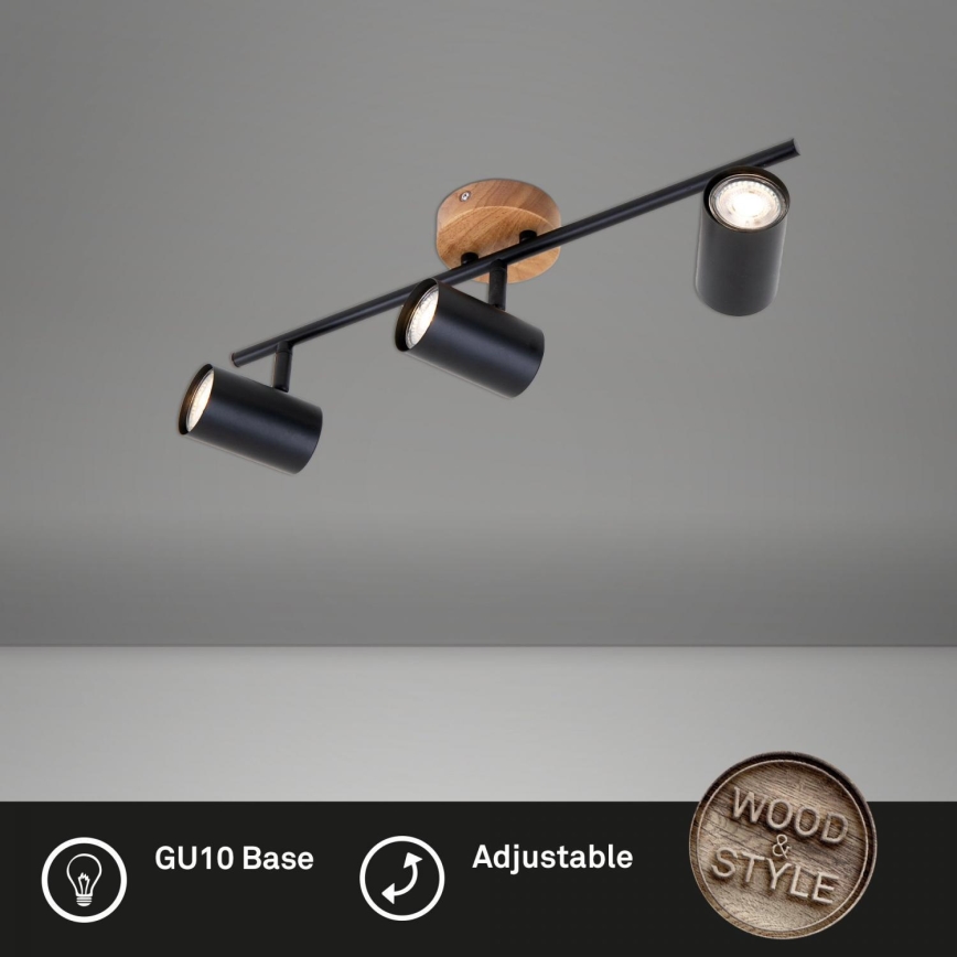 Briloner 2920-035 - Spotlampe SPOTLIGHT 3xGU10/35W/230V sort