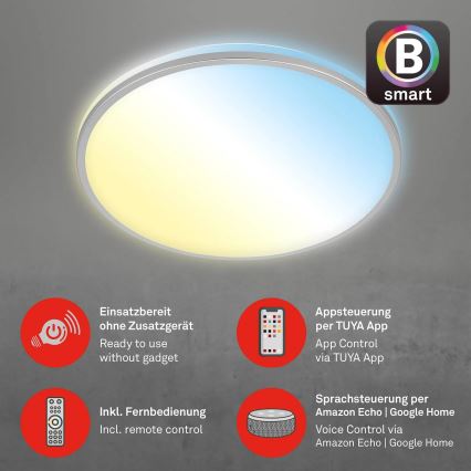Briloner 3065-014 - LED-dæmpbar loftlampe IVY, 42 W, 230 V, Wi-Fi (Tuya), Ø 49 cm + fjernbetjening