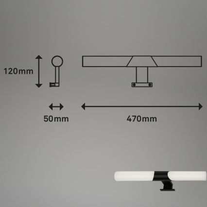 Briloner 3113-115 - LED spejllampe til badeværelse LED/12W/230V IP44 47 cm sort