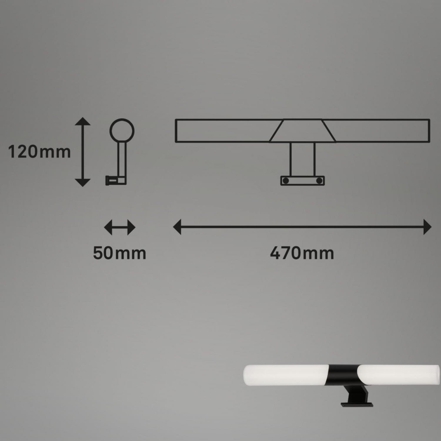 Briloner 3113-115 - LED spejllampe til badeværelse LED/12W/230V IP44 47 cm sort