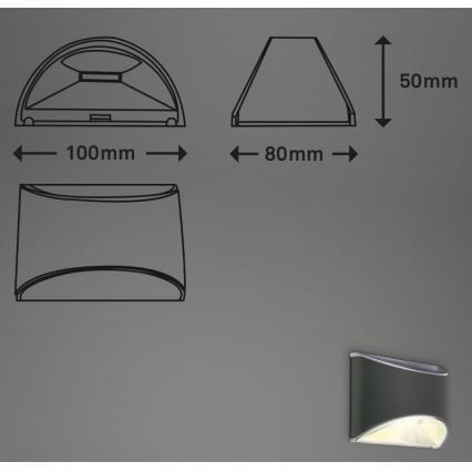Briloner 3133015 - LED Solarlampe til væg LED/2W/3,7V IP44 3000K 300 mAh
