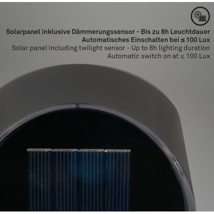 Briloner 3133015 - Soldrevet LED væglampe LED/2W/3,7V IP44 3000K
