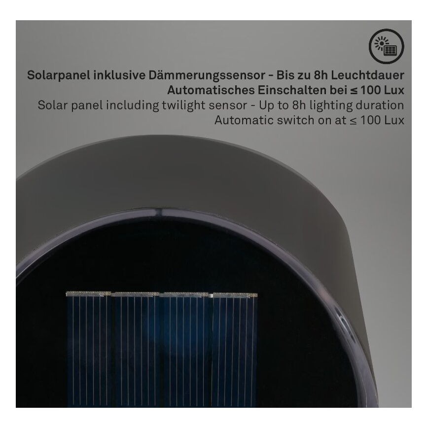 Briloner 3133015 - Soldrevet LED væglampe LED/2W/3,7V IP44 3000K