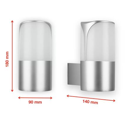 Briloner 320304TF - Udendørs væglampe 1xE27/12W/230V IP44 sølvfarvet