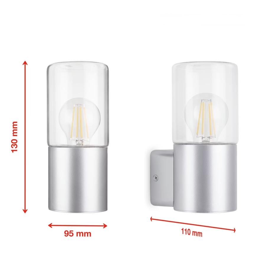 Briloner 320504TF - Udendørs væglampe 1xE27/12W/230V IP44 sølvfarvet