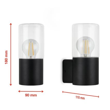 Briloner 320505TF - Udendørs væglampe 1xE27/12W/230V IP44 sort