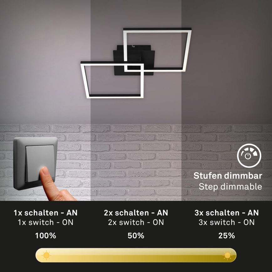 Briloner 3210-015 - LED loftlampe dæmpbar FRAME 2xLED/11W/230V sort