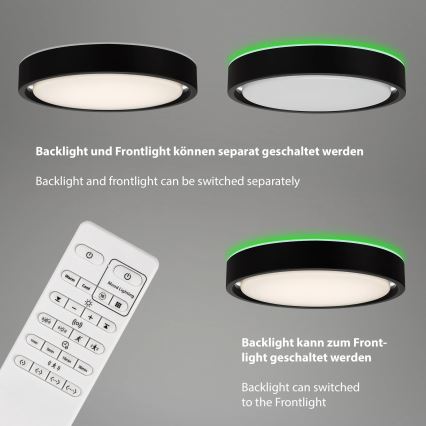 Briloner 3227-015 - LED loftlampe dæmpbar RGB-farver med sensor TALENA LED/24W/230V sort + fjernbetjening