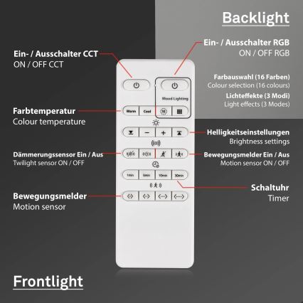 Briloner 3227-015 - LED loftlampe dæmpbar RGB-farver med sensor TALENA LED/24W/230V sort + fjernbetjening