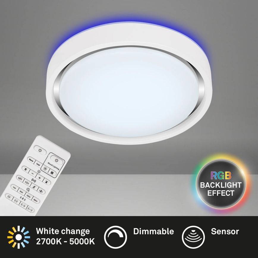 Briloner 3227-016 - LED RGB dæmpbart lysarmatur med sensor TALENA LED/24W/230V hvid + fjernbetjening