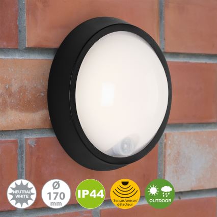 Briloner 3352-015 - LED udendørslampe med sensor HELSINKI LED/12W/230V IP44