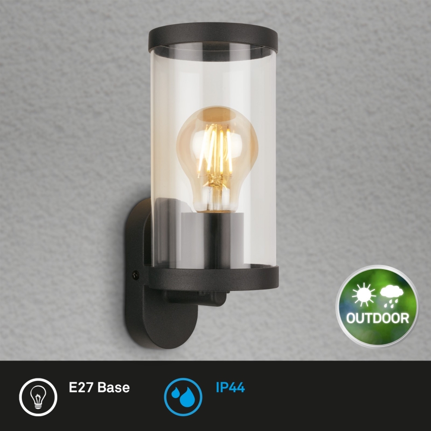 Briloner 3600-015 - Udendørs væglampe KAIRO 1xE27/12W/230V IP44 sort